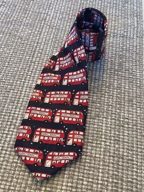 Novelty London Double-Decker Bus Tie, The Tie Studio London, Red and Navy